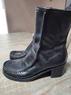Vintage WANNABE by Patrick Cox Black Leather Mid-Calf Block Heel Boots